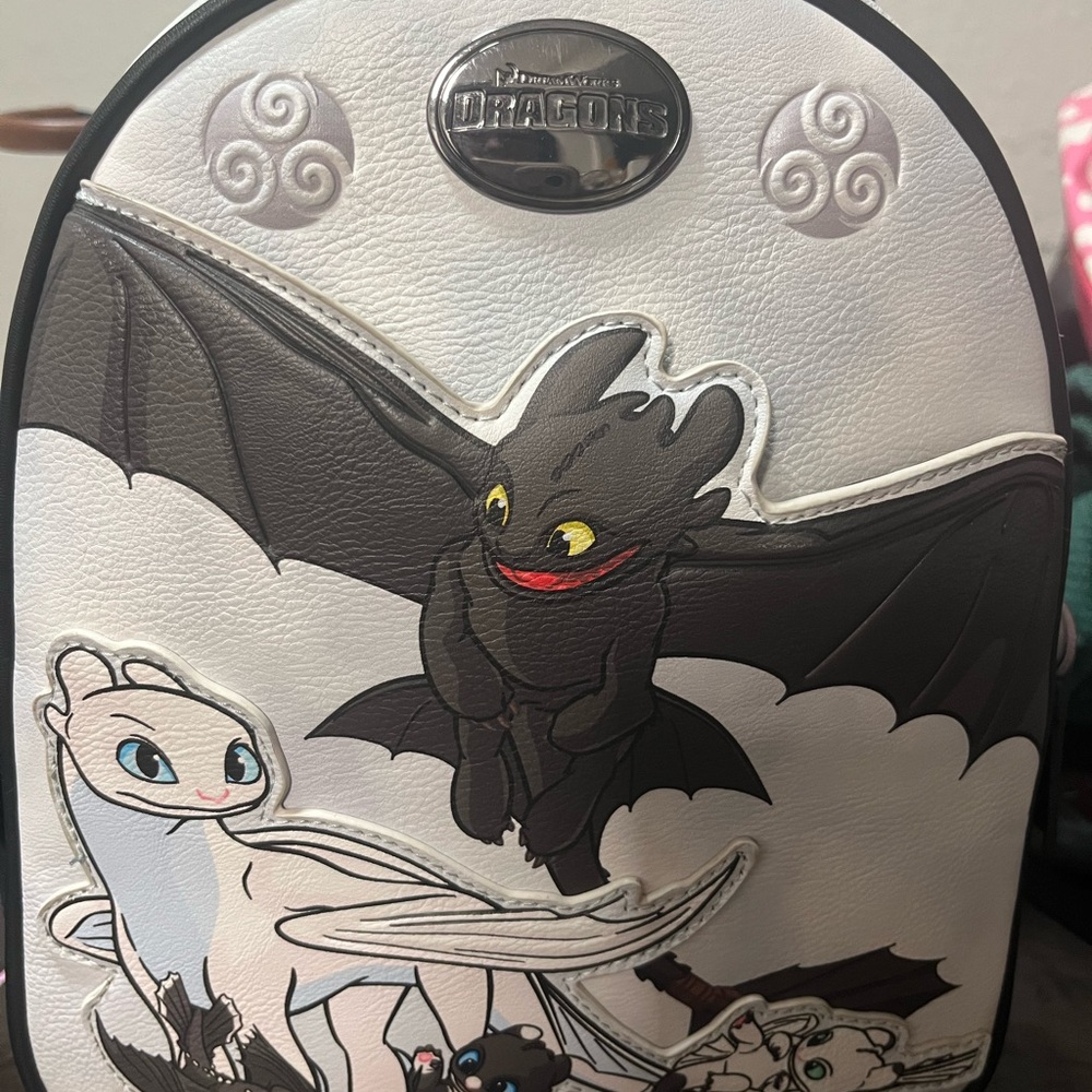 Loungefly White and Black How to Train Your Dragon Character Backpack